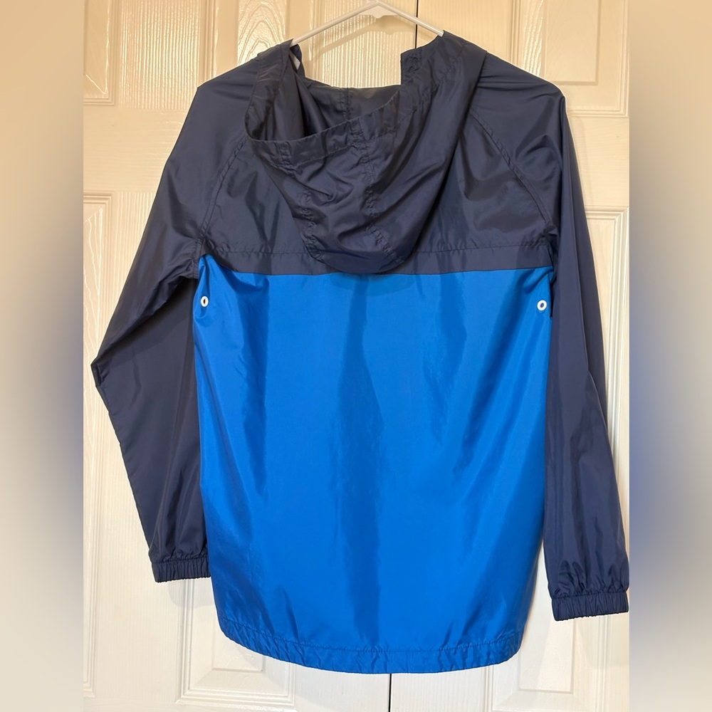 Old Navy Blue and Black Rain Jacket Windbreaker Hooded Full Zip Blue Size 14-16 - Picture 3 of 11